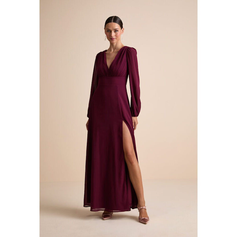 Lulus Marvelous Affair Burgundy Pleated Lace-up Maxi Dress Red - Size XL
